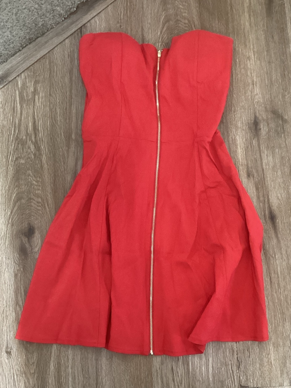 Allegra K Red Strapless Zip-Front Fit & Flare Dress